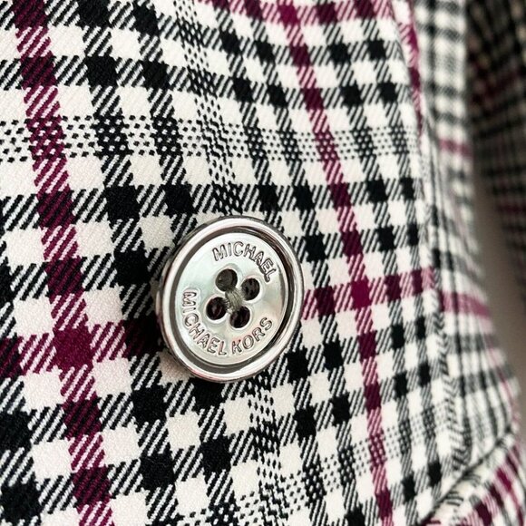 Michael Michael Kors Micro Plaid Structured Double Breasted Blazer 6 - Picture 10 of 13